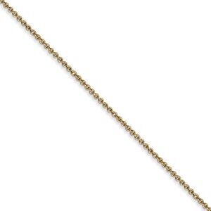 1mm, 14k Yellow Gold Solid Cable Chain Necklace, 22 Inch